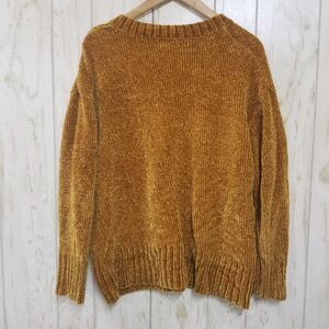 Broadway NYC Fashion Oversized Knit Sweater Gold Mustard M